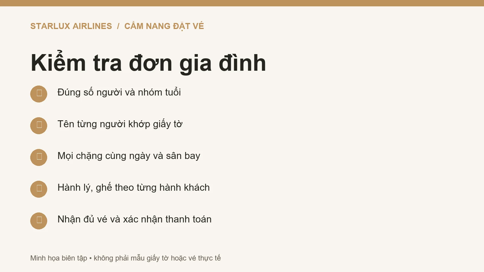 Checklist kiểm tra đơn đặt vé STARLUX cho cả gia đình