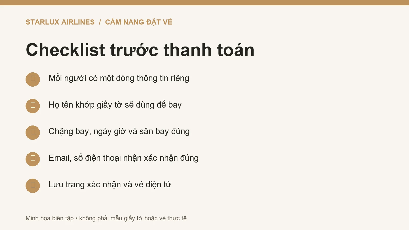 Checklist năm bước trước khi thanh toán vé STARLUX